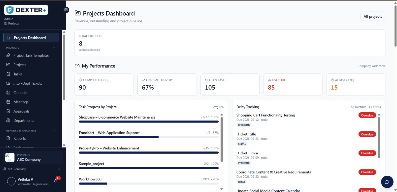 Every project, task and client update in one place